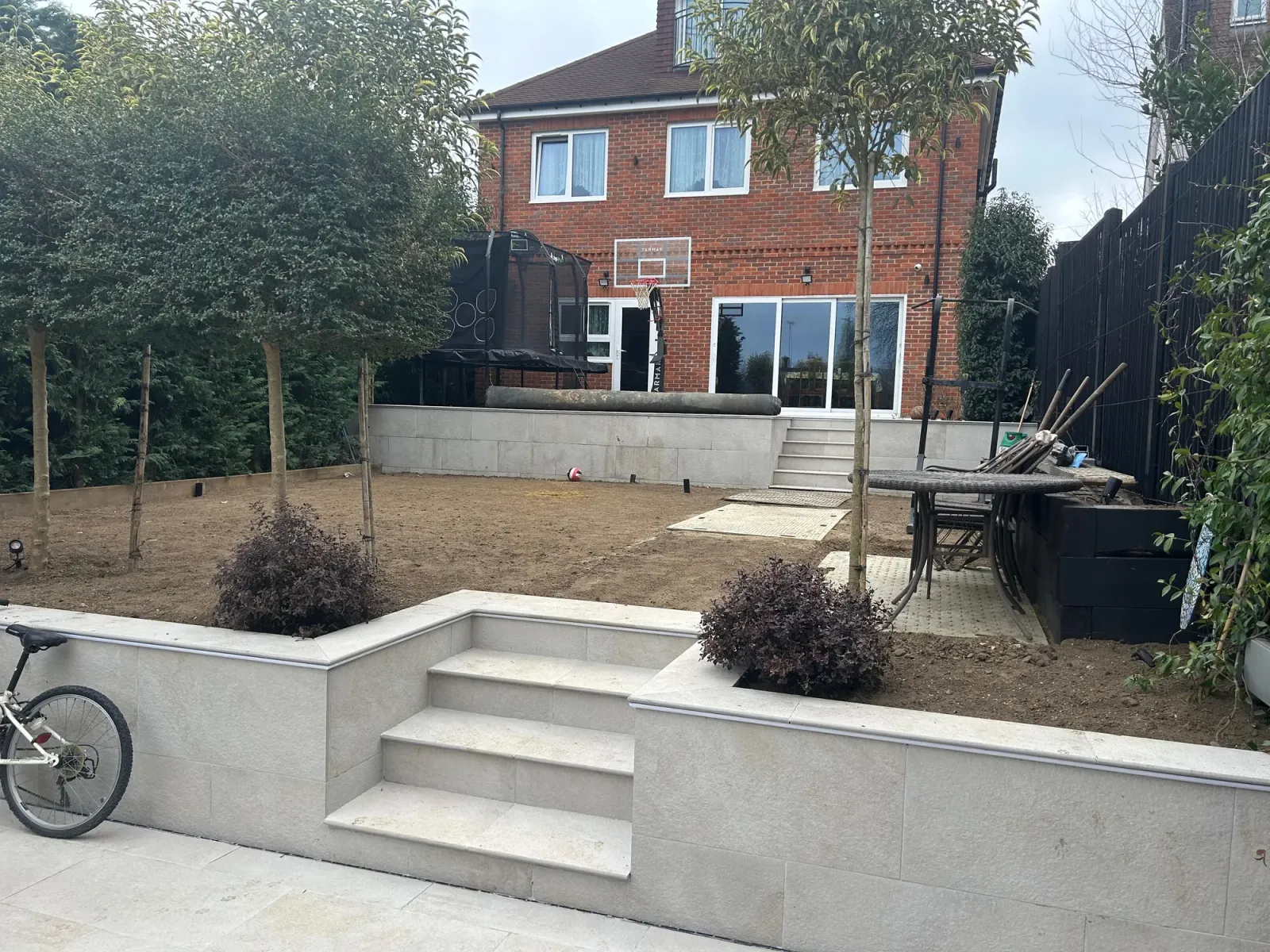 Artificial turf installation, alternative angle of finished lawn