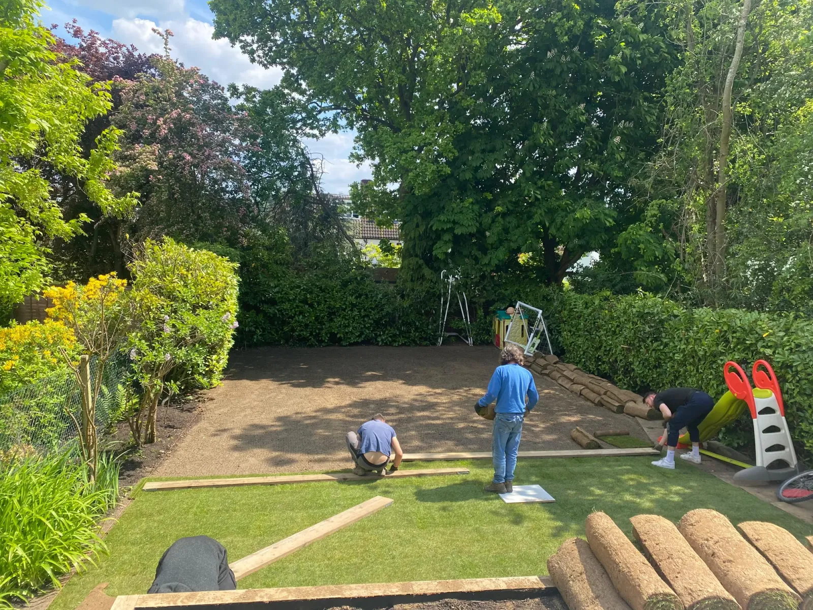 Levelled and seeded ground ready for new lawn