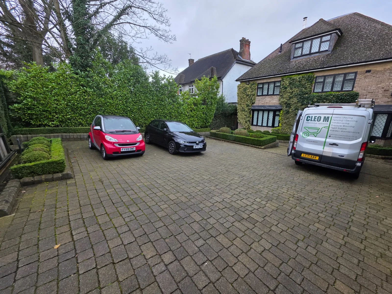 Block paved driveway before refresh, Mill Hill NW4